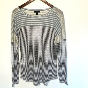 J Crew striped long sleeve tee round neck, cotton, blue gray, XL